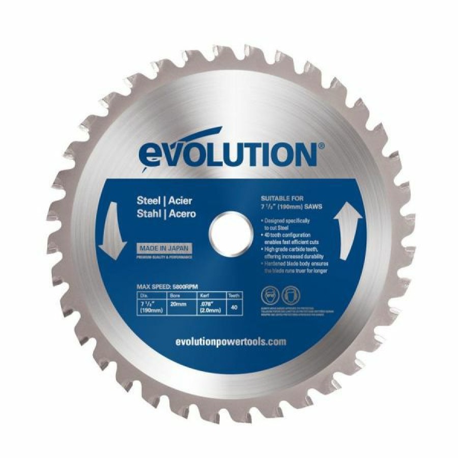 Evolution Power Tools * | Evolution Power Tools 7 1/2 In. Steel X 40T X 20Mm Arbor 7 1/2Bladest Free Delivery