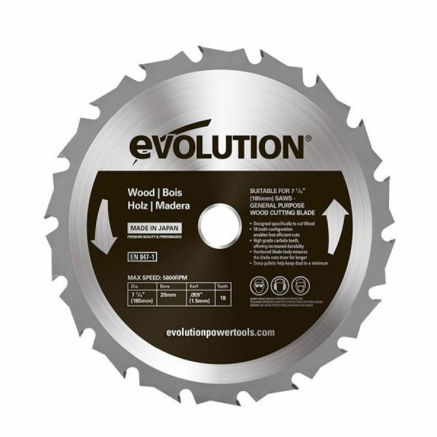 Evolution Power Tools * | Evolution Power Tools 7 1/4 In. Wood X 18T X 20Mm Arbor 185Bladewd Free Delivery