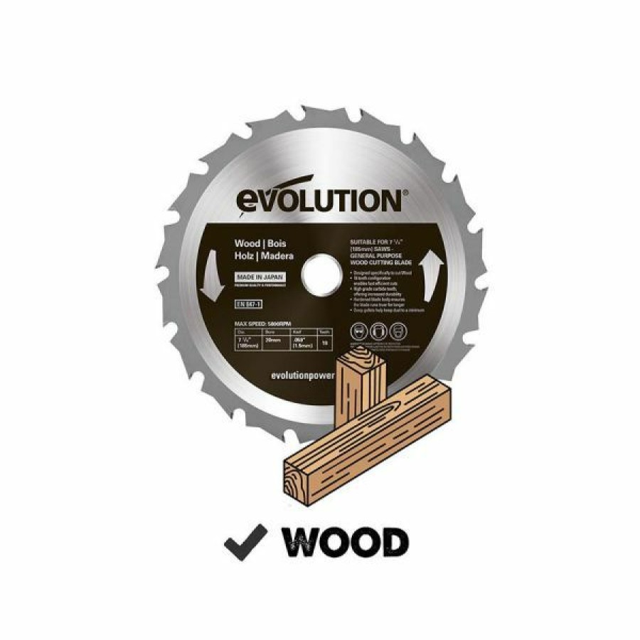 Evolution Power Tools * | Evolution Power Tools 7 1/4 In. Wood X 18T X 20Mm Arbor 185Bladewd Free Delivery