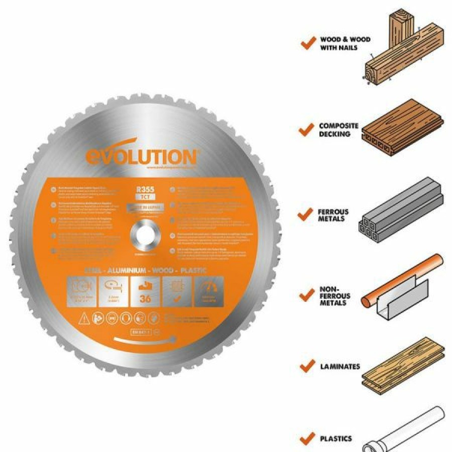 Evolution Power Tools * | Evolution Power Tools 14 In. Multipurpose X 36T X 1 In. Arbor Rage355Blade Promotions